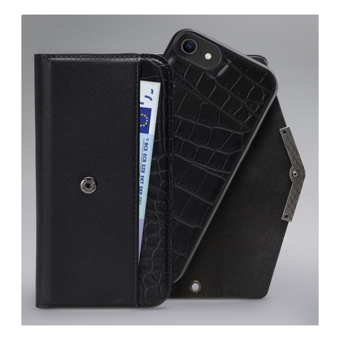 Mobilize 2in1 Elegant Magnet Clutch iPhone 6(S) / 7 / 8 / SE (2020) Black Croco