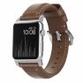 Nomad Lederarmband Apple Watch 42mm / 44mm / 45mm / 49mm braun / silber sticky